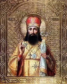 Icon of First opening of the relics of Saint Tikhon of Zadonsk