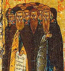 Icon of Martyred Holy Fathers who were slain at the Monastery of Saint Savva
